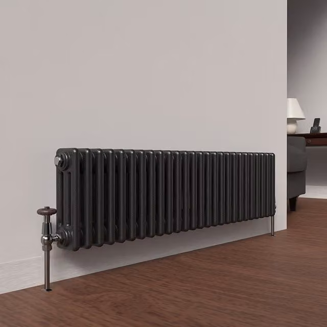 Lux Heat Steel Horizontal 3 Column Radiator in Grey, Brown or Black, W/H: 119 x 30 cm