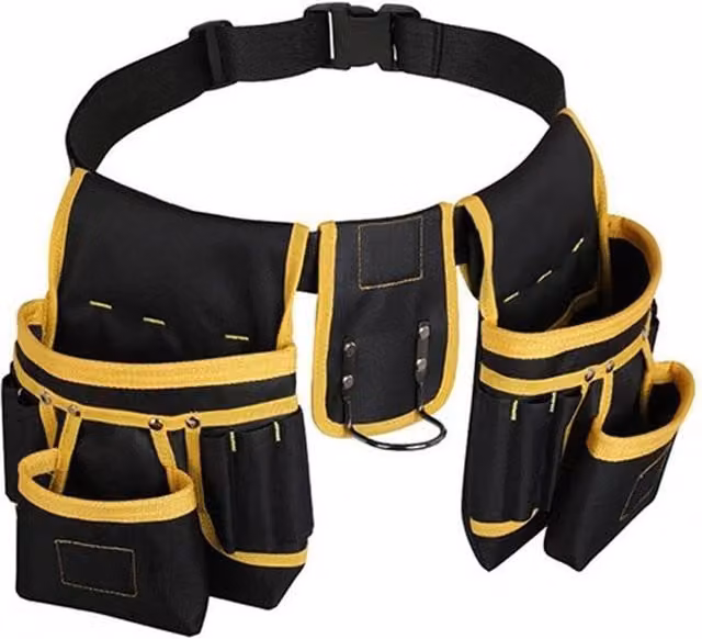 VOGREX Heavy Duty 26 Pocket Padded Tool Belt Pouch with Belt in Black and Multicolour