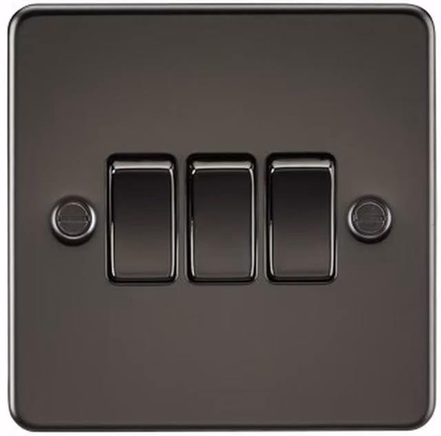 Knightsbridge Modern Metal Two-Way Flush Plate Switch in Grey