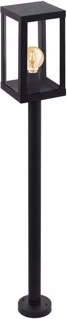 Loops IP44 Black Steel Outdoor Bollard Light with E27 Bulb Holder – 1