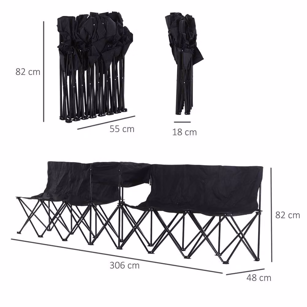 STILVORA 6 Seat Folding Bench with Cooler Box in Black – 3