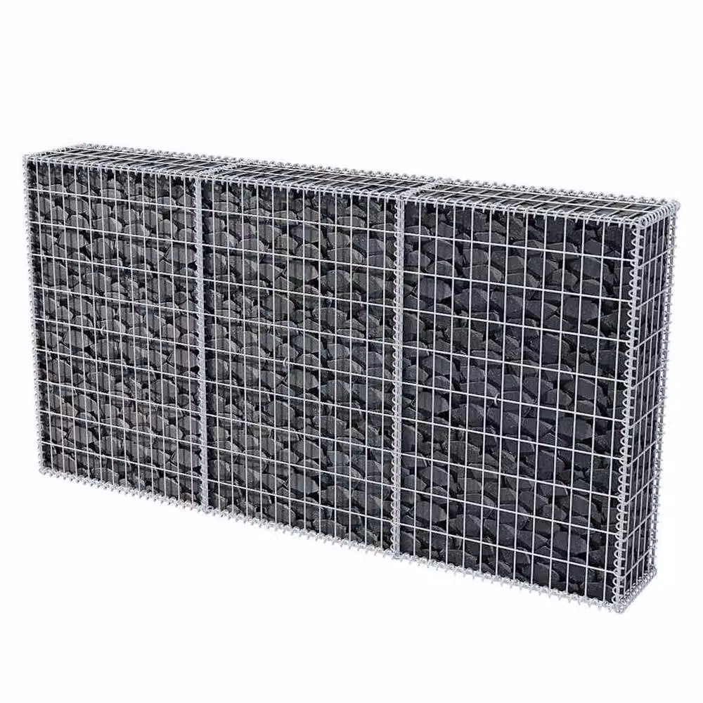 Berkfield Home Durable Galvanised Steel Gabion Basket in Silver, W: 200 cm, D: 30 cm, H: 100 cm – 4