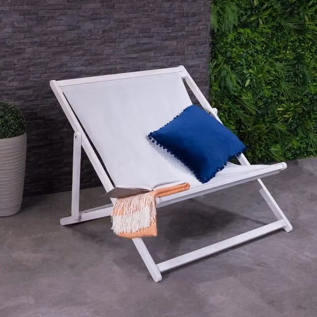 Charles Bentley Grey Upholstered Double Deck Chair with FSC Wood Frame and Scatter Cushions, W/D/H: 112 x 95 x 37 cm – 1