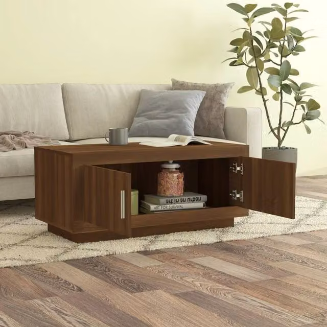 Berkfield Home Decorative Coffee Table in Brown Oak, W/D/H: 102 x 50 x 45 cm