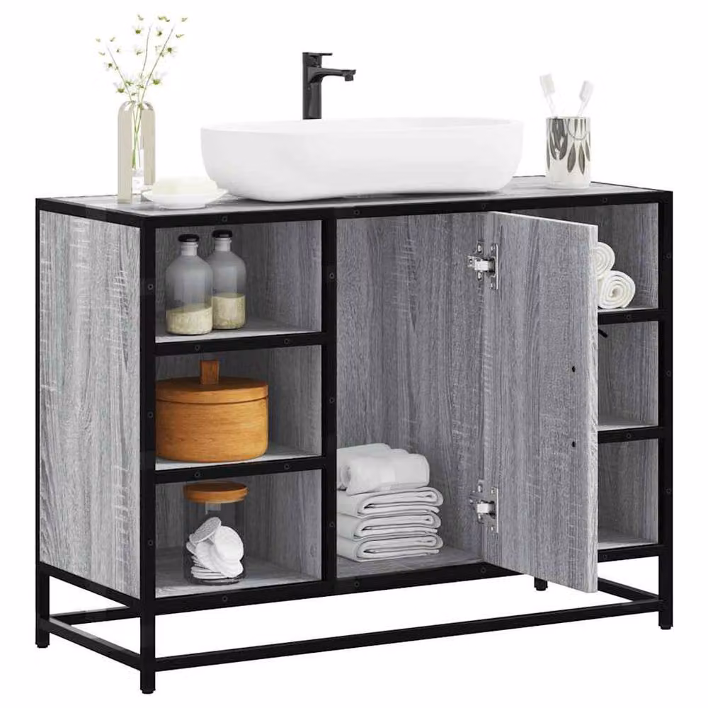 Berkfield Home Grey Sonoma Bathroom Sink Cabinet W/D/H: 80 x 33 x 60 cm – 2