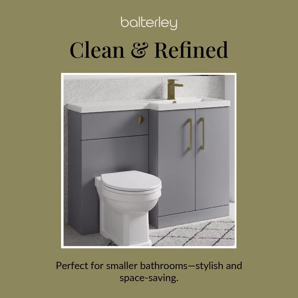 Balterley Modern Satin Grey Right-Hand Vanity and WC Unit Combination, Width: 110 cm – 4