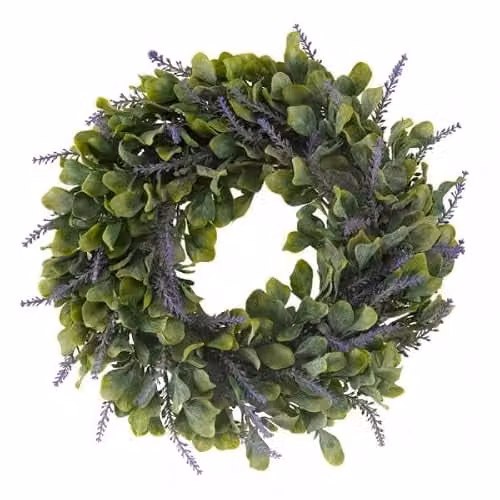 Smart Garden Lavender Whirl Round Floral Wreath, Green, Diameter: 35 cm