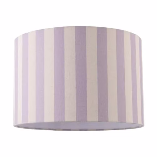Happy Homewares Modern Linen Striped Drum Lampshade in Lilac, Beige and White, W/D/H: 30 x 30 x 20 cm – 1