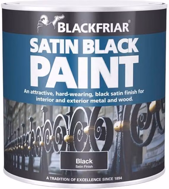 Blackfriar Satin Black Paint for Wood and Metal, 1 l, Black