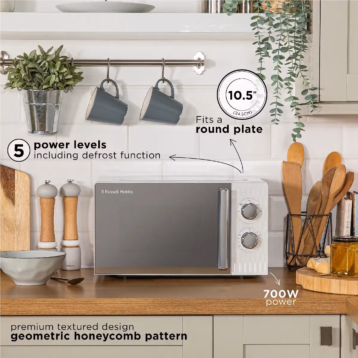 Russell Hobbs RHMM715 Manual Solo Microwave, 17 Litre, 700W, White – 2