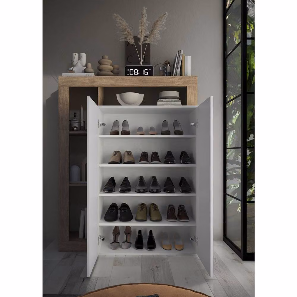 CALICOSY Hamburg Shoe Cabinet in White, Capacity for 20 Pairs, H: 138.5 cm – 3