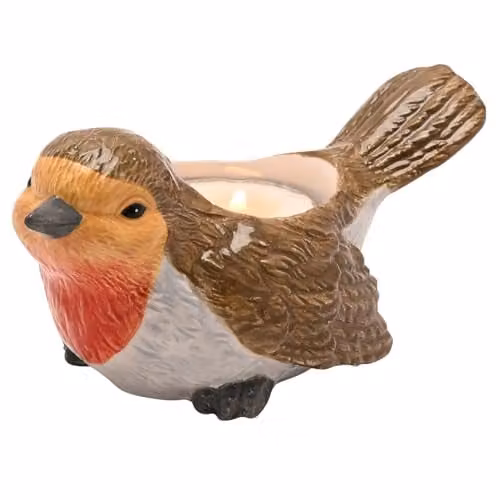 Widdop and Co Country Living Ceramic Robin Tea Light Holder in Multicolour