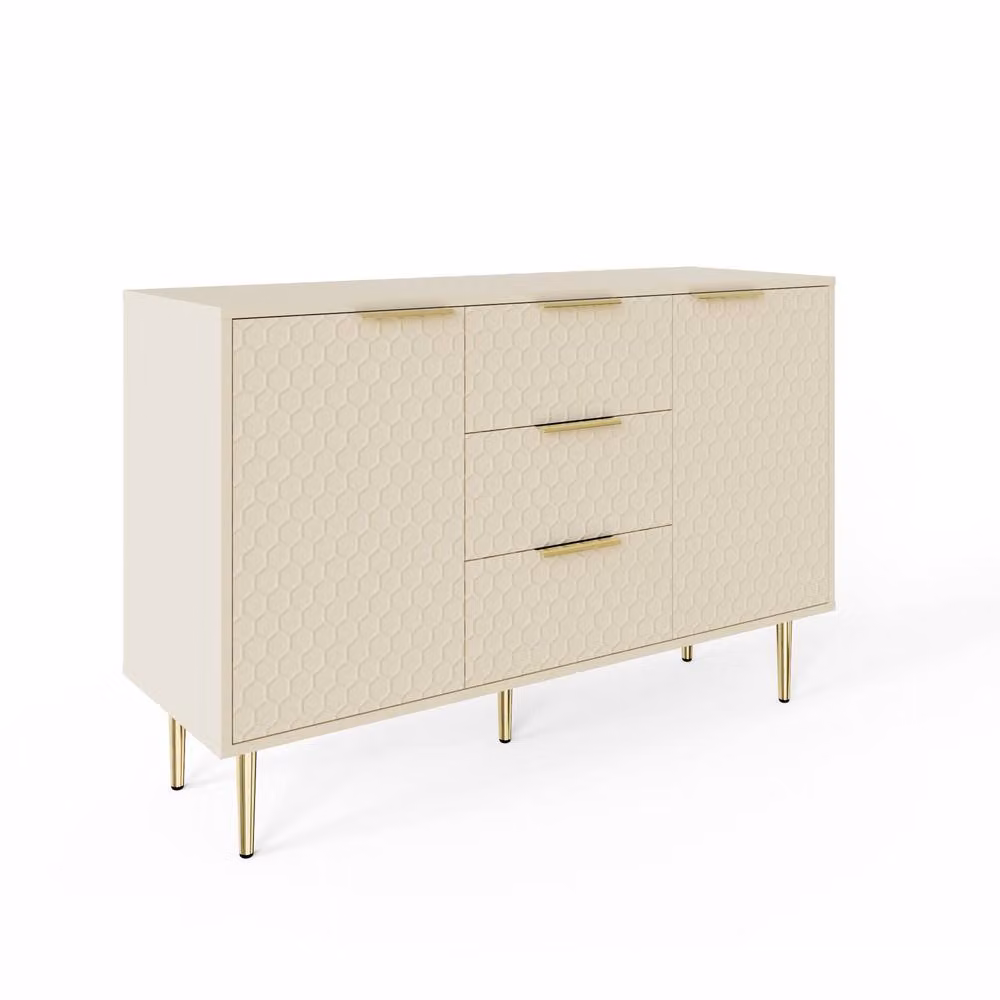 GFW Azariah Large Modern Geometric Sideboard in Matt White – 2