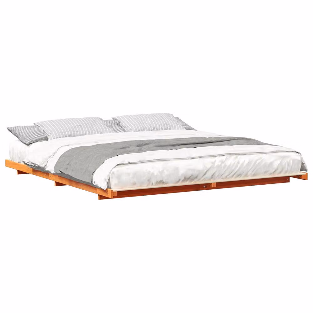 Berkfield Home Modern Wax Brown Solid Pine Wood Bed Frame W/D/H: 200 x 220 cm – 2
