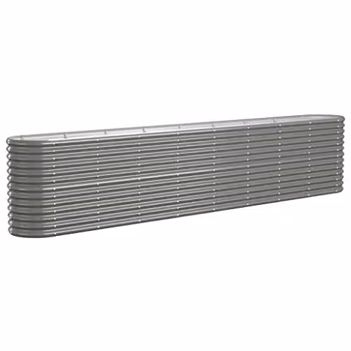 vidaXL Grey Galvanised Steel Garden Raised Bed W: 332 cm, D: 40 cm, H: 68 cm – 1