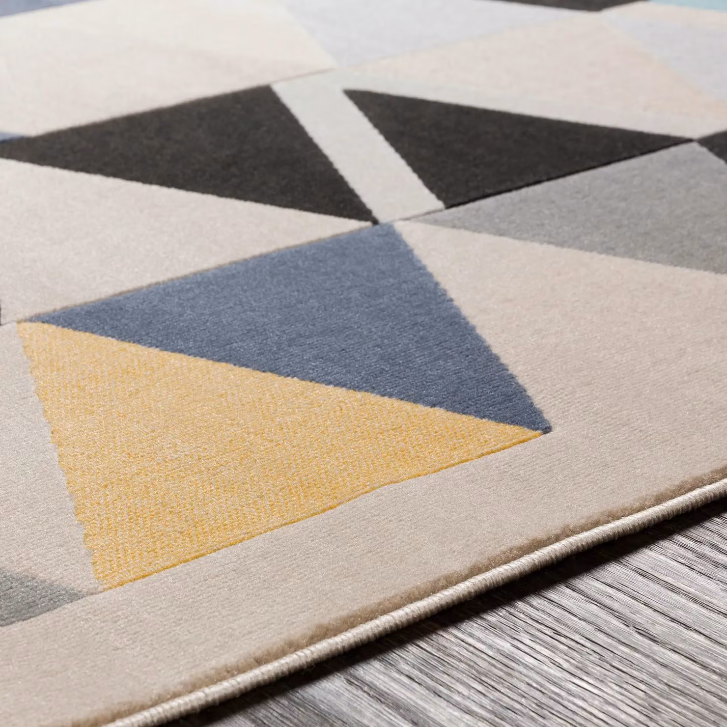 Livabliss City Geometric Rug in Yellow, Blue, Grey and Black, W: 120 cm, D: 170 cm – 3