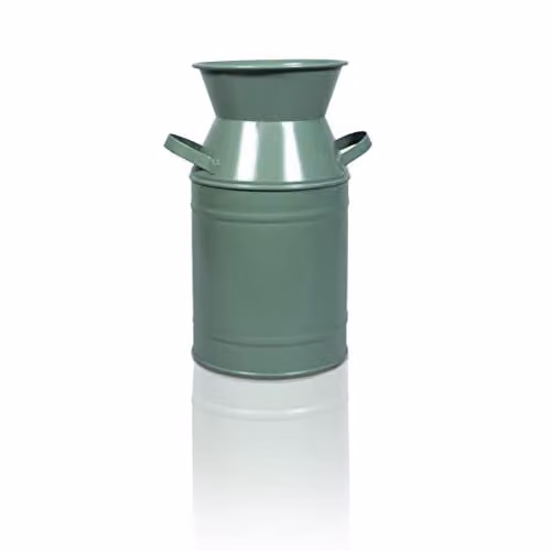 St Helens Home and Garden Vintage Metal Milk Churn Planter in Green, Diameter: 19 cm