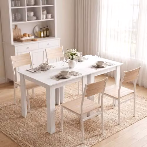 HOMCOM Modern Square Dining Table in White, W/D/H: 80 x 80 x 76 cm – 3