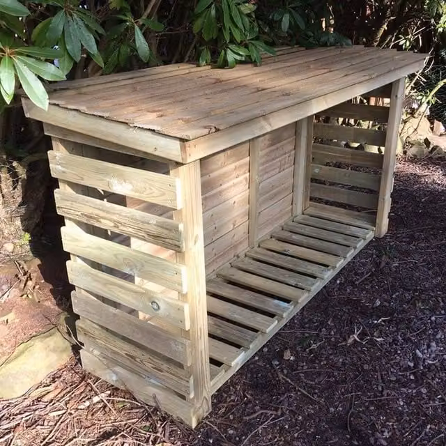 Churnet Valley Garden Furniture Ltd Heavy Duty Wood Firewood Kindling and Log Store in Brown, W/D/H: 120 x 60 x 180 cm