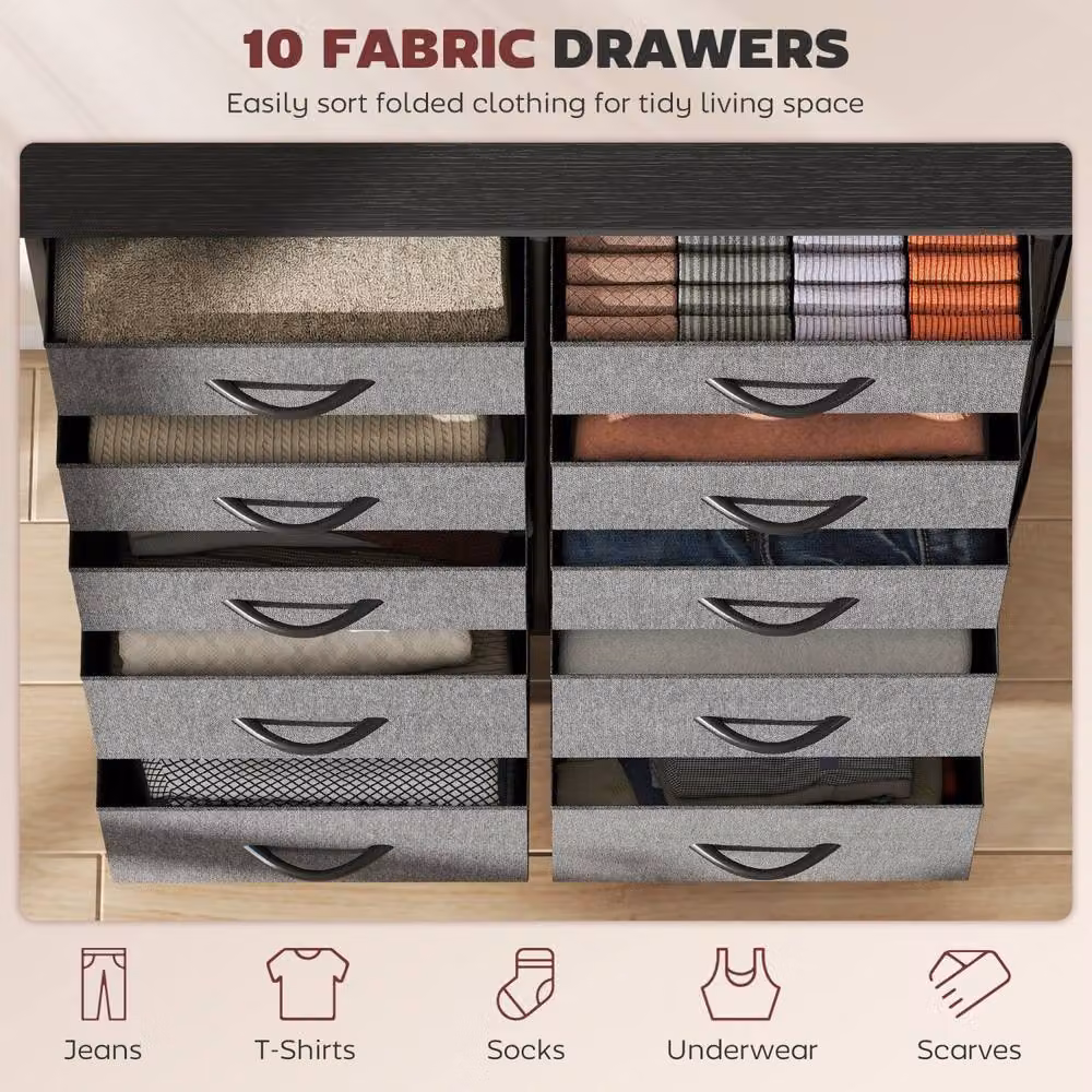 Wyld Haus Babara 10 Drawer Storage Chest in Charcoal Grey Fabric and Metal – 5