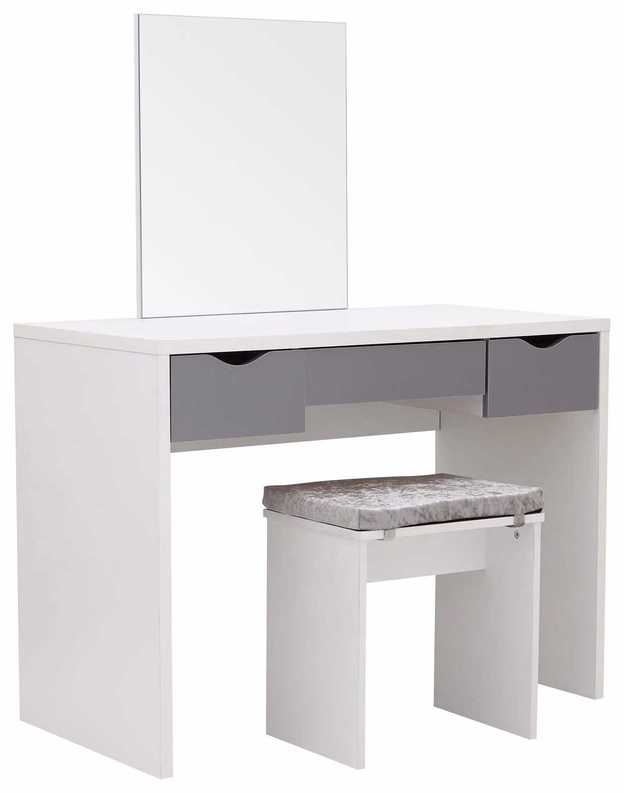 GFW Elizabeth Modern Dressing Table and Stool Set in White and Grey – 2