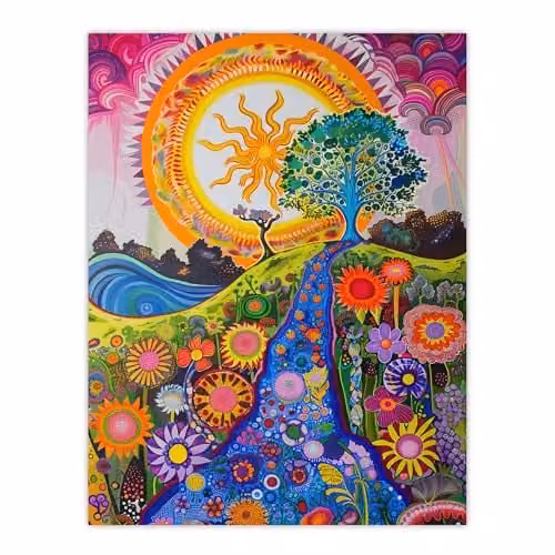 Artery8 Hippy Floral Artwork Poster Print, Multicolour Botanical Nature Wall Art, W/H: 46 x 61 cm – 1