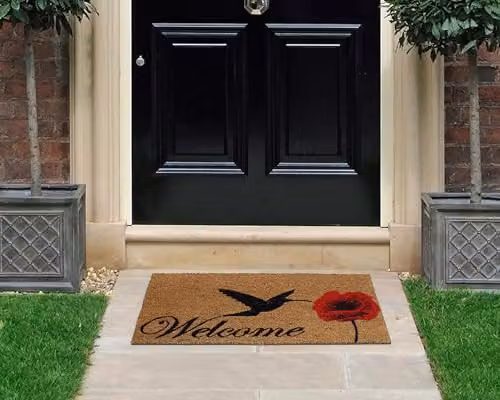 Coco&Coir Floral Coir Door Mat, Brown, W: 45 cm, D: 75 cm – 1