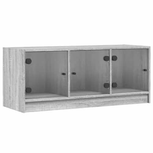 vidaXL TV Cabinet with Glass Doors in Grey Sonoma, W: 102 cm, D: 37 cm, H: 42 cm – 1