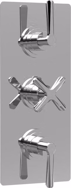 Balterley Triple Concealed Crosshead Thermostatic Shower Valve with 2 Outlets in Silver