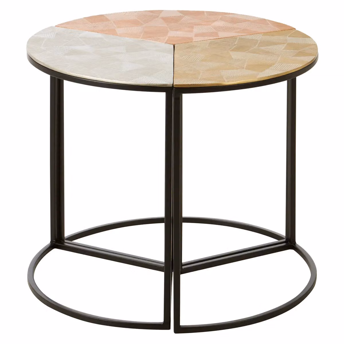 Orsina Set of 3 Geometric Round Metal Side Tables in Silver, Gold, Copper and Black – 2