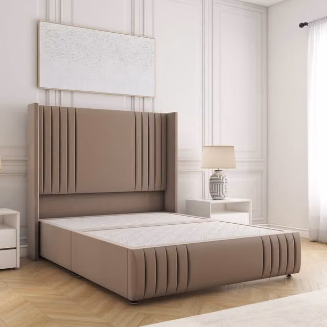 BSSPOKE Peyton Single Divan Bed in Bronze Plush Velvet with 54 inch Headboard