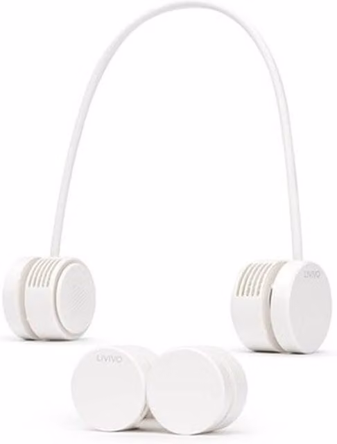 NESTLUNE Hands Free Portable Rechargeable Neck Fan in White