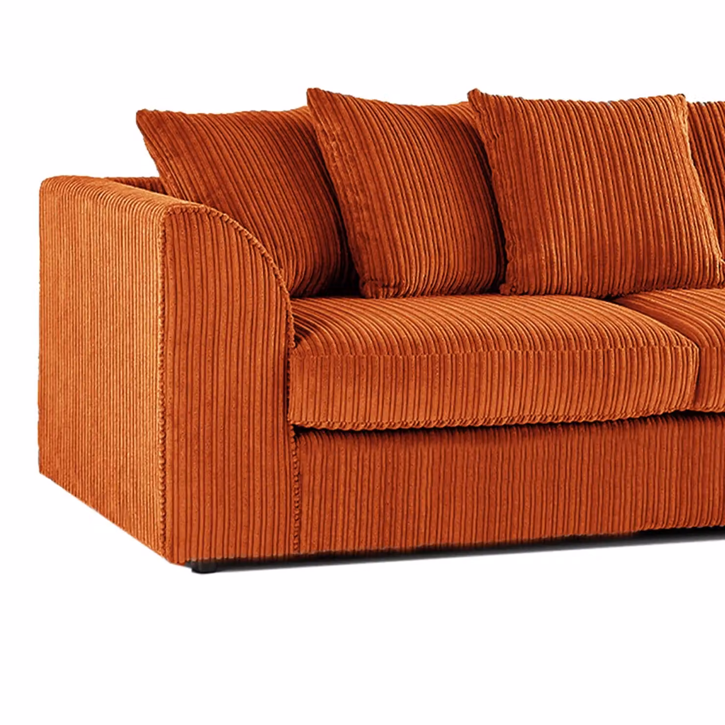 Luxor Living Orange Jumbo Cord Fabric 3 Seater Sofa with Scatter Cushions – 2