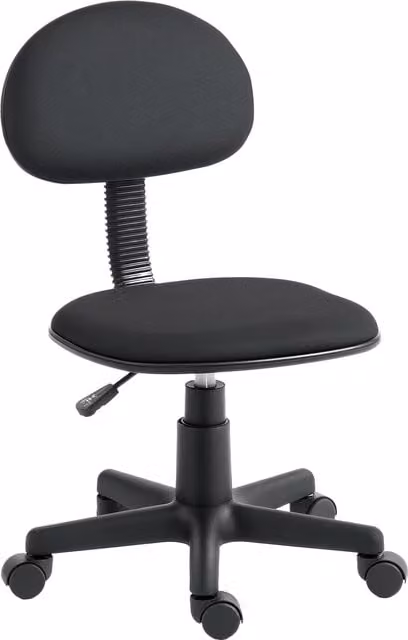 HOMCOM Minimalist Armless Task Chair in Black Fabric with 360 Degree Swivel and Castors – 1