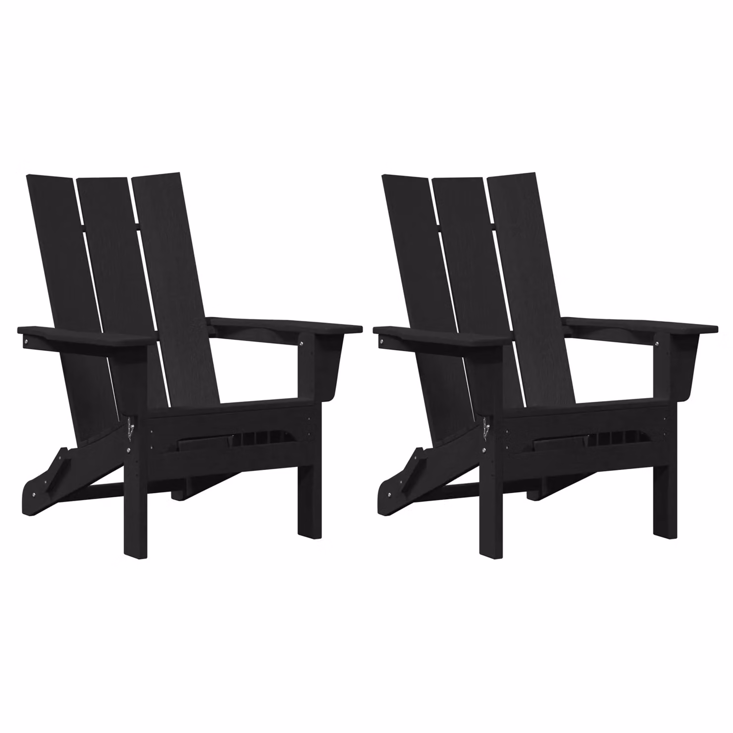 Berkfield Home Set of 2 Foldable Adirondack Chairs in Black, W/D/H: 74.5 x 80.5 x 90 cm – 2