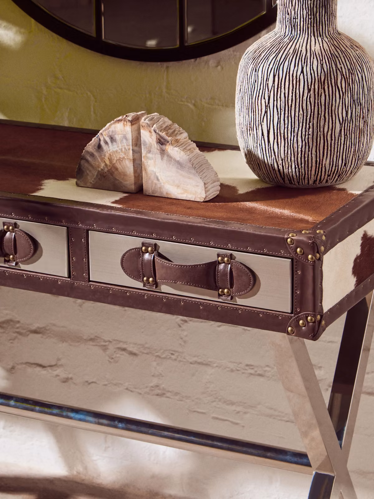 Orsina Brown and White Genuine Cowhide Console Table W/D/H: 120 x 45 x 80 cm – 2