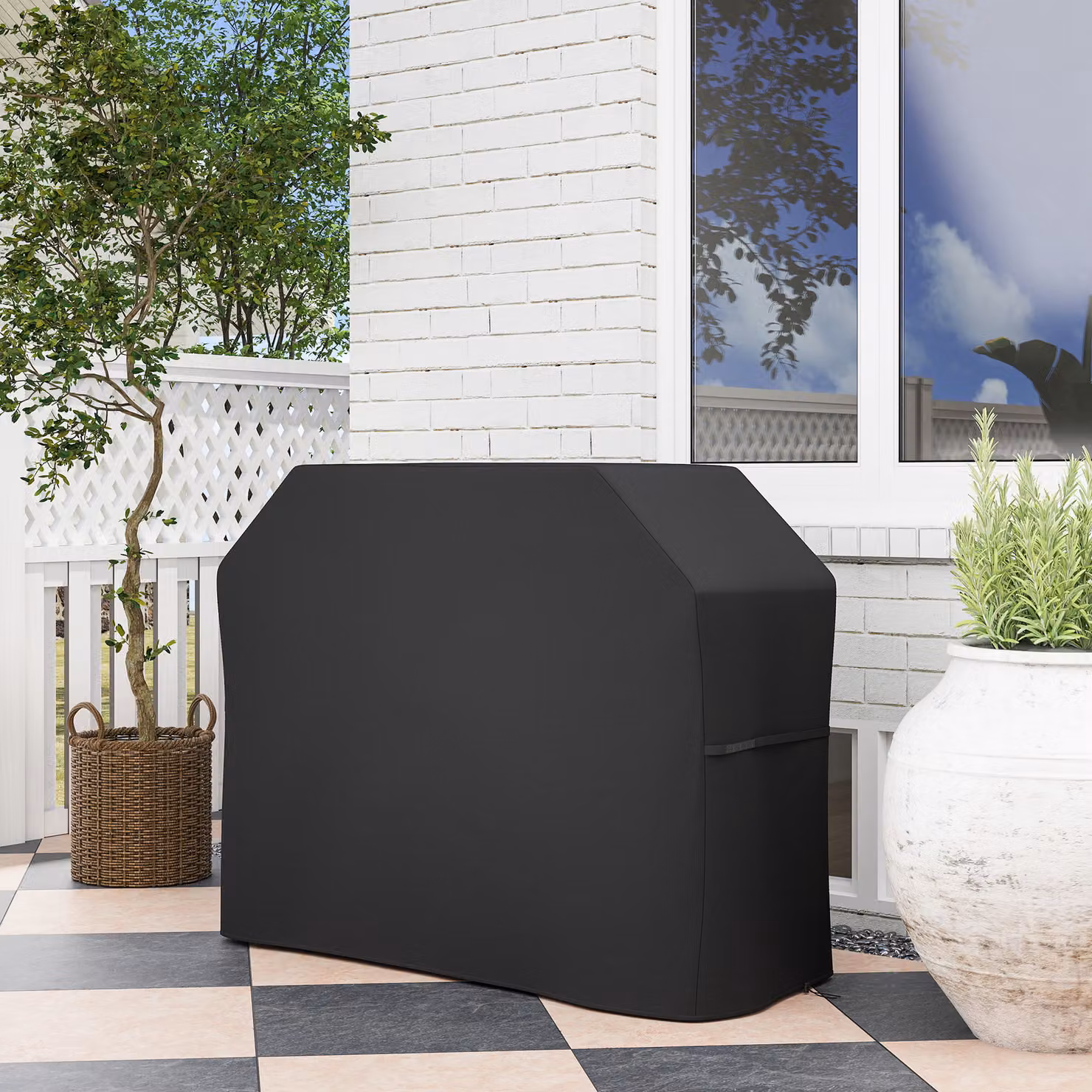Outsunny Black Weather-Resistant Polyester Gas Grill Cover, W: 147 cm, D: 61 cm – 2