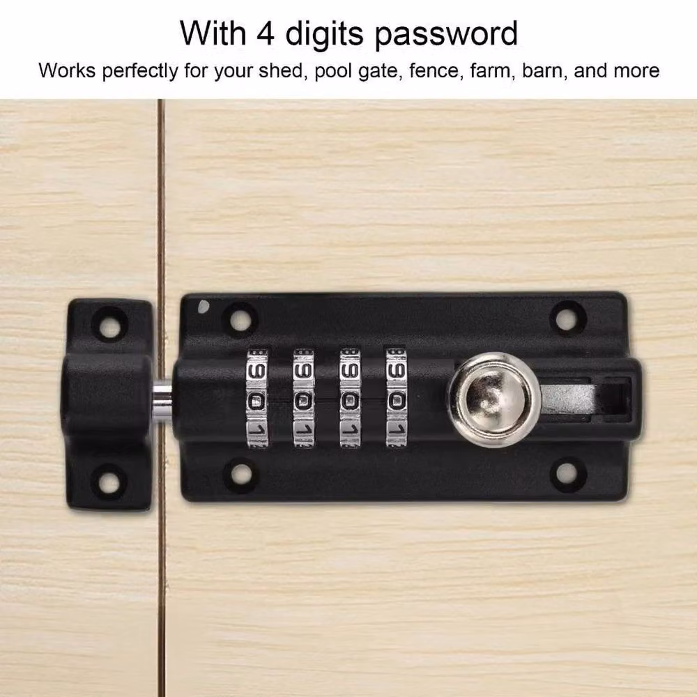 FLAVORA Black Stainless Steel 4-Digit Combination Bolt Lock – 4