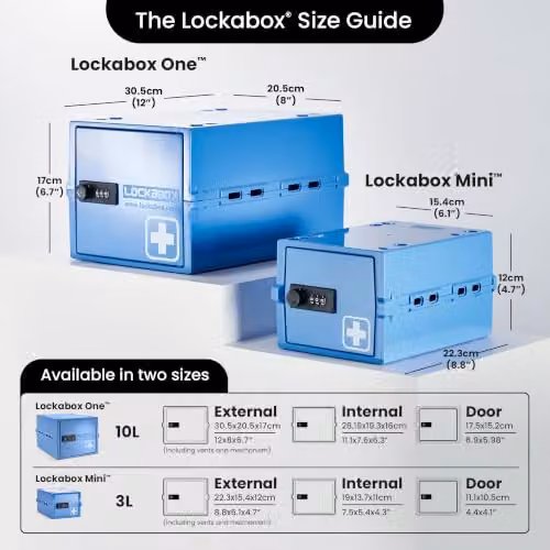 Lockabox One Premium Lockable Medicine Box, Medi Blue, W/D/H: 31 x 21 x 17 cm – 4