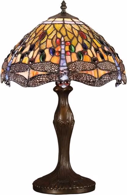 BELOFAY Tiffany Stained Glass Table Lamp in Multicolour and Bronze
