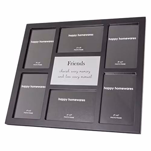 Happy Homewares Modern Black Multi Collage Picture Frame with Friends Wording for Table or Wall – 2