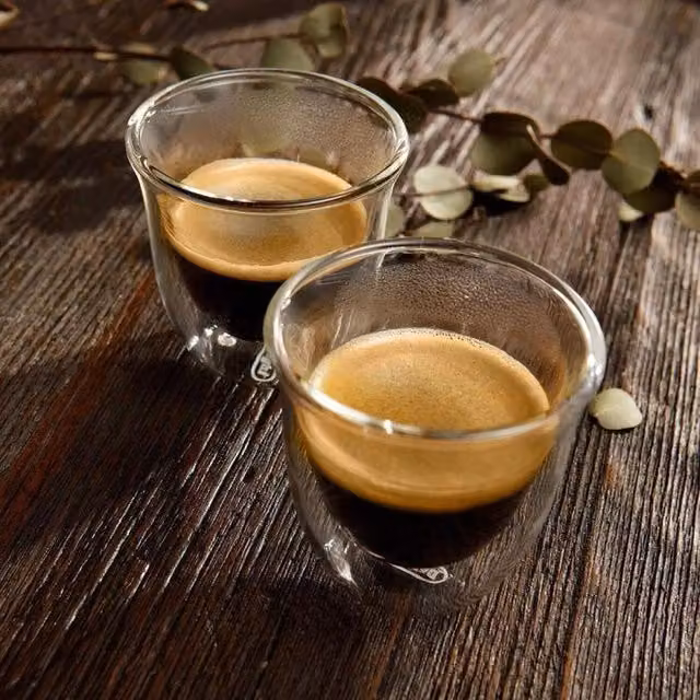 De'Longhi DLSC300 Double Wall Espresso Glasses, Pack of 6, Transparent