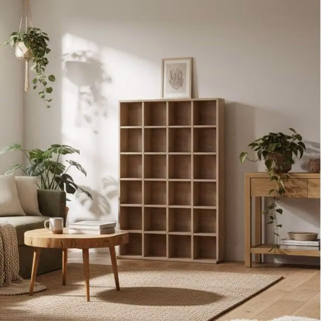 Wyld Haus Sifato Natural Wood CD Storage Cabinet, Brown, W/H: 89 x 130.5 cm – 1
