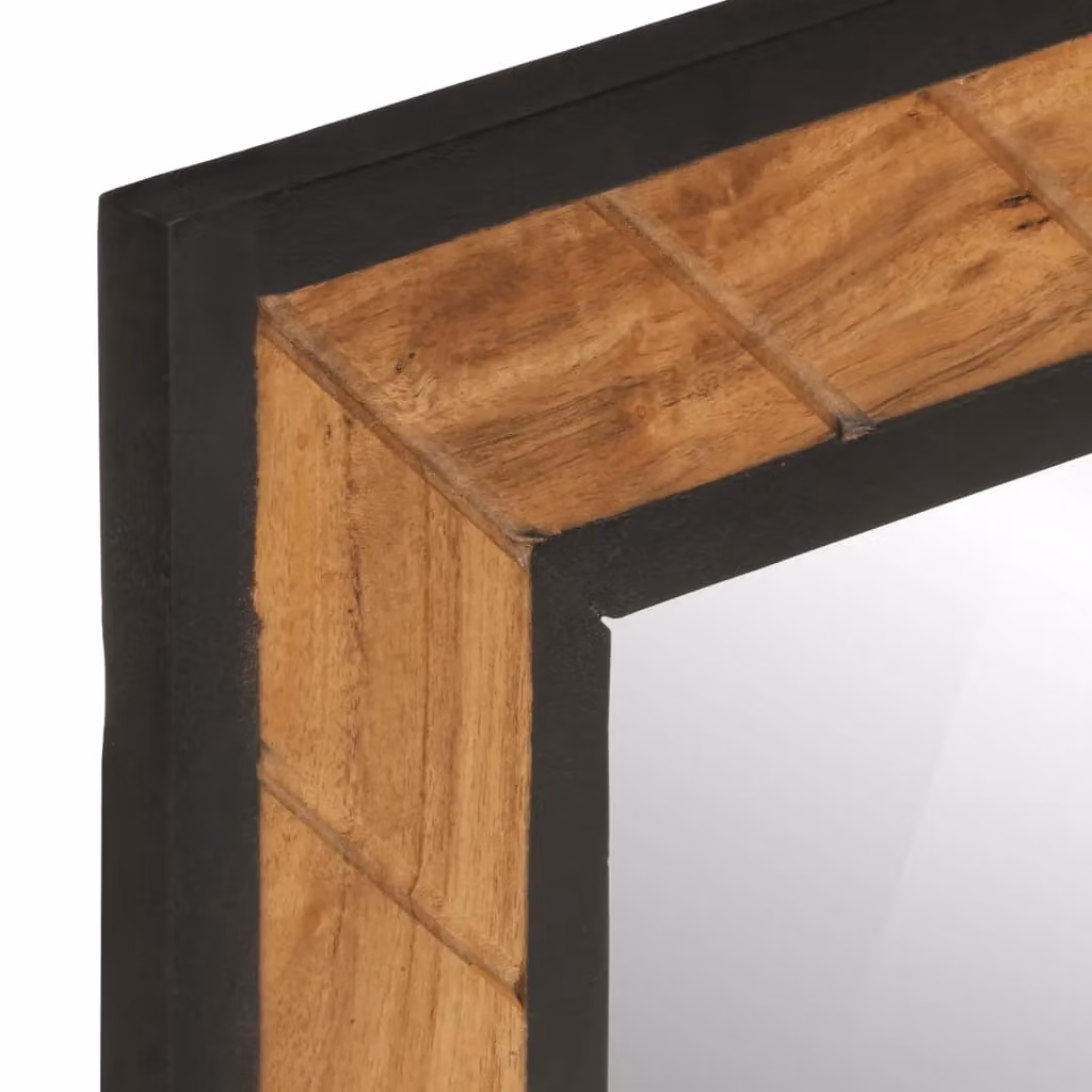 Berkfield Home Rectangular Bathroom Wall Mirror in Brown Solid Acacia Wood, W: 60 cm, H: 55 cm, D: 1 cm – 4