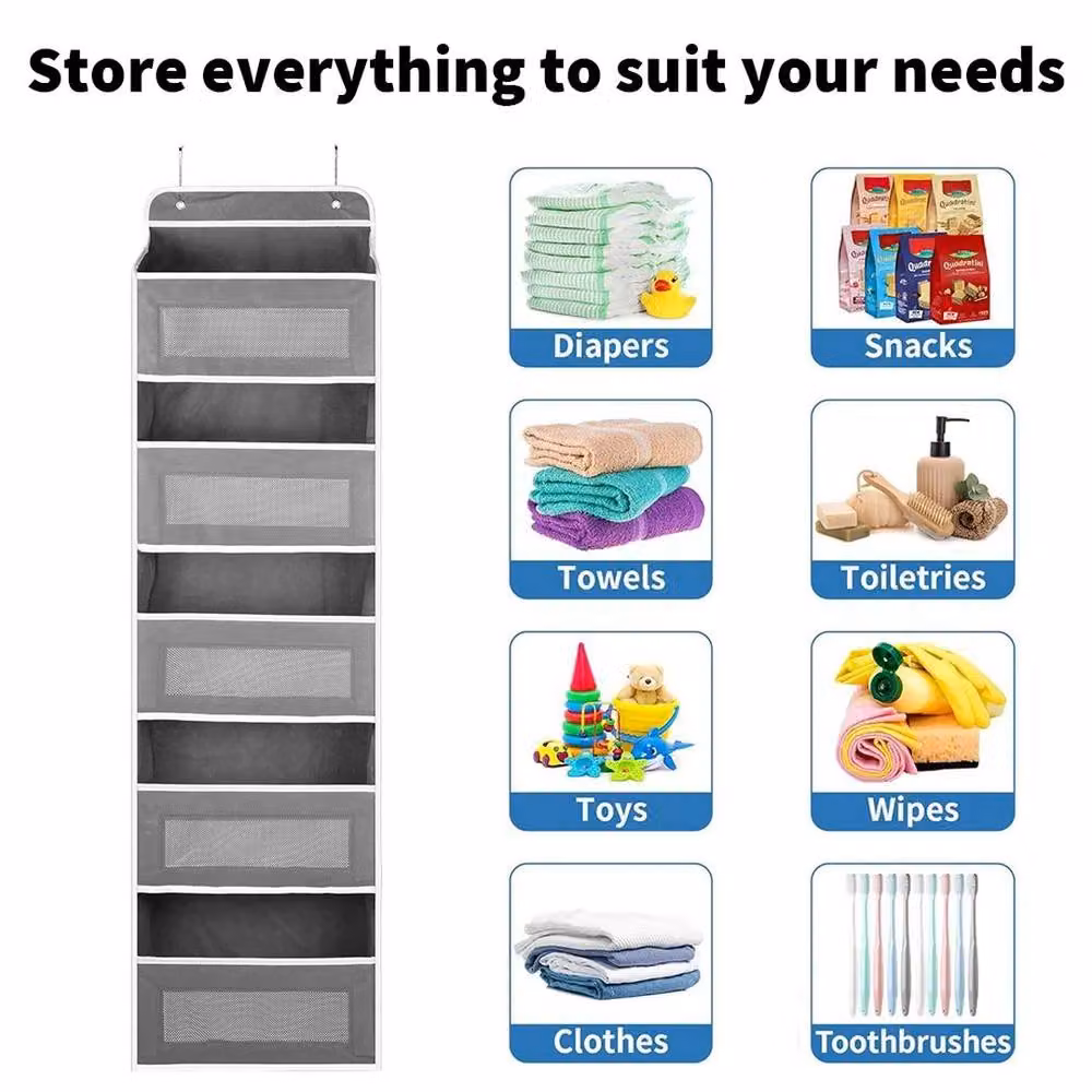 PAWNORA 5 Pocket Over the Door Hanging Organiser in Grey – 2