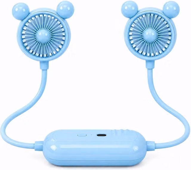 Dyzi Portable Neck Fan, USB Rechargeable, 3 Speed, Blue – 1