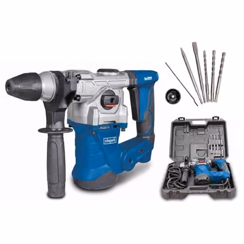 Scheppach DH1300PLUS Blue Hammer Drill with 1250W Motor, 5J Impact, SDS Plus, 4500BPM and Anti-Vibration Technology – 1