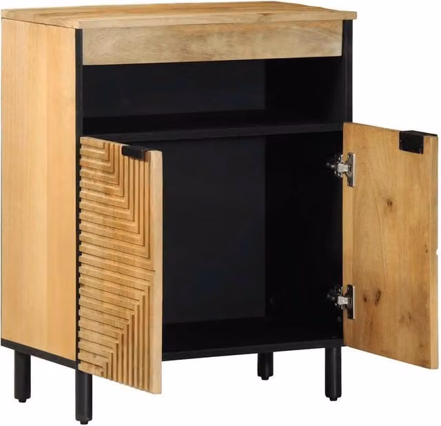 Berkfield Home Brown Mango Wood Modern Sideboard W: 60 cm, D: 33 cm, H: 75 cm – 1