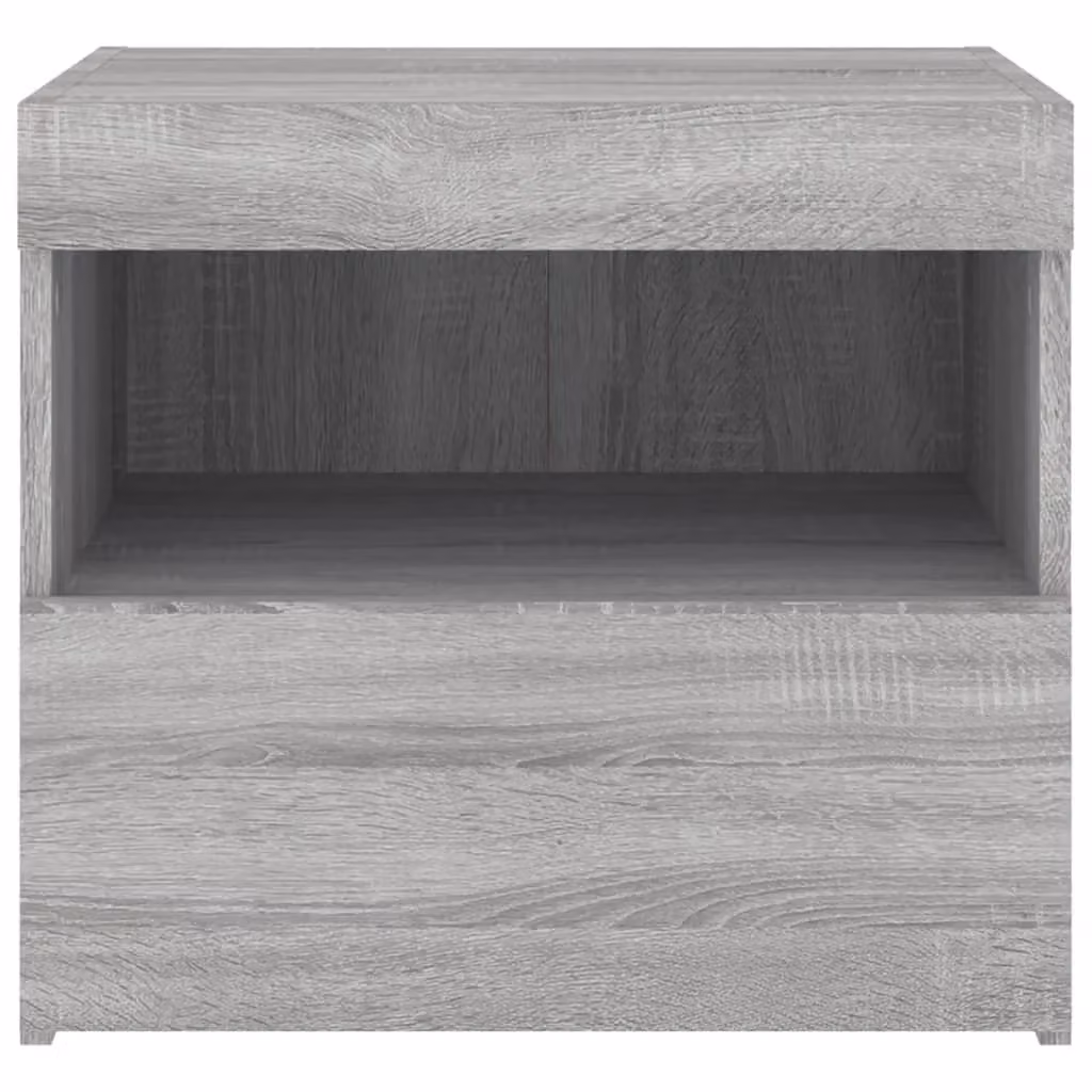 Berkfield Home Bedside Cabinet with Integrated LED Lights in Grey Sonoma, W: 50 cm, D: 40 cm, H: 45 cm – 3