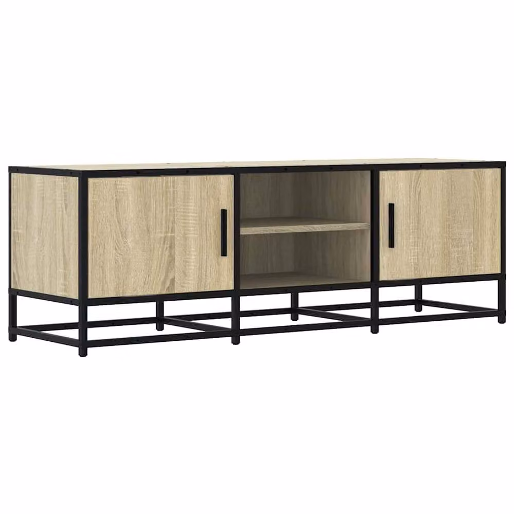 Berkfield Home TV Cabinet in Sonoma Oak and Beige, W/D/H: 120 x 35 x 41 cm – 2